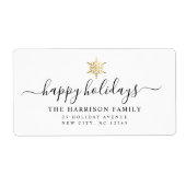 モーダースクエレガントリプトHappy Holidays金ゴールドスノーフレーク ラベル (正面)