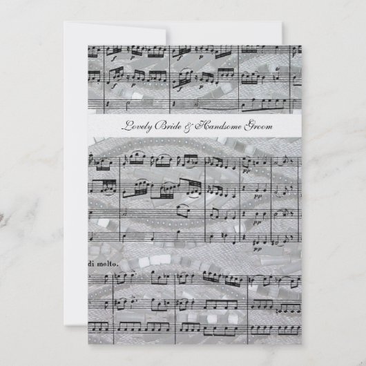 モーツァルトおよび真珠音楽結婚式招待状 招待状 (裏面)