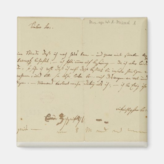 モーツァルトからフリーメーソンへの手紙、1786年1月 マグネット (正面)