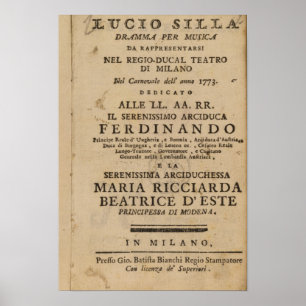 モーツァルトの「ルーチョSillaからのFrontispiece ポスター