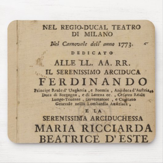 モーツァルトの「ルーチョSillaからのFrontispiece マウスパッド (正面)