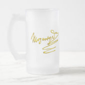 モーツァルトへのオマージュ/ COMPOSERの3D金ゴールド署名 フロストグラスビールジョッキ (左)