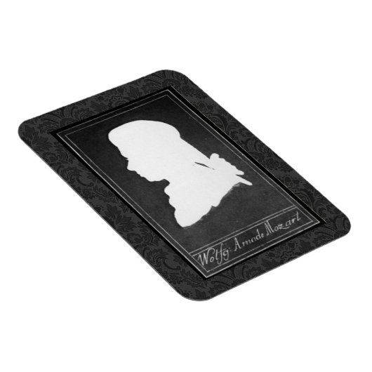 モーツァルトプロファイル紙切り出しホワイトオンブラック マグネット (右側)