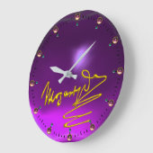 モーツァルト金ゴールドへのオマージュ作曲家パープルの署名 ラージ壁時計 (傾斜)