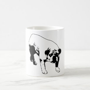 モーディーブルドッグのポートレート 黒と白の線画 コーヒーマグカップ