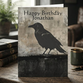 モーディー・オニキス・ゴシック・レイヴン・シルエット 誕生日 カード
