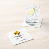 モーデエレガントン素朴ボホひまわり結婚の スクエアペーパーコースター (インサイチュ)