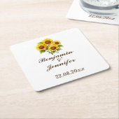モーデエレガントン素朴ボホひまわり結婚の スクエアペーパーコースター (アングル)