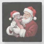 モーデンクリスマスおもしろいヴィンテージサンタクロース ストーンコースター (正面)