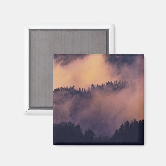 モートンからの日没の谷の冬の霧 マグネット (正面/裏面)