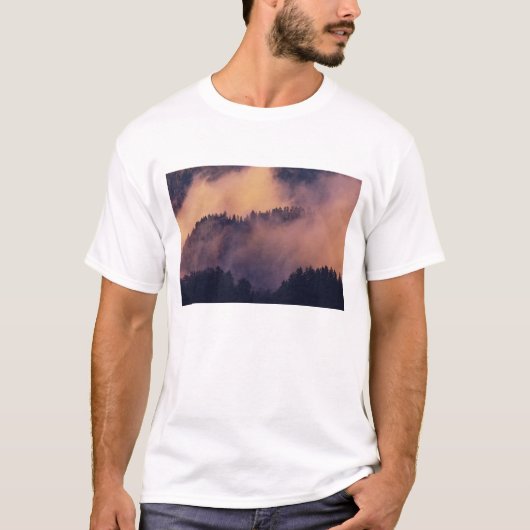 モートンからの日没時の谷間の冬の霧 Tシャツ (正面)