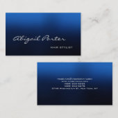 モードブルー手書きスクリプト美容師 名刺 (正面/裏面)