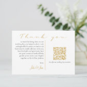 モード結婚の写真と記憶金ゴールドQRコード サンキューカード (スタンド正面)