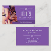 モード クラシック パープル ファッション ガール メイク ヘア サロン 名刺 (正面/裏面)