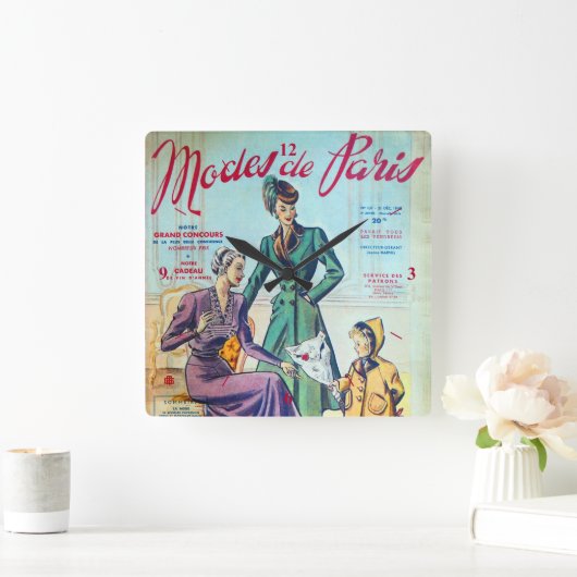 モードDe Paris.2. スクエア壁時計 (ホーム)