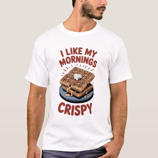 モーニングはカリカリ派 - ワッフル Tシャツ (正面)