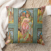 モーニングアウェイクニングバイアルフォンスミュシャ装飾用クッション クッション (ブランケット)