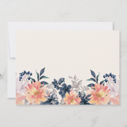 モーニングアナウンスコーラルピンクブルーフローラ 案内状 (裏面)