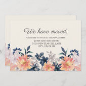 モーニングアナウンスコーラルピンクブルーフローラ 案内状 (正面/裏面)