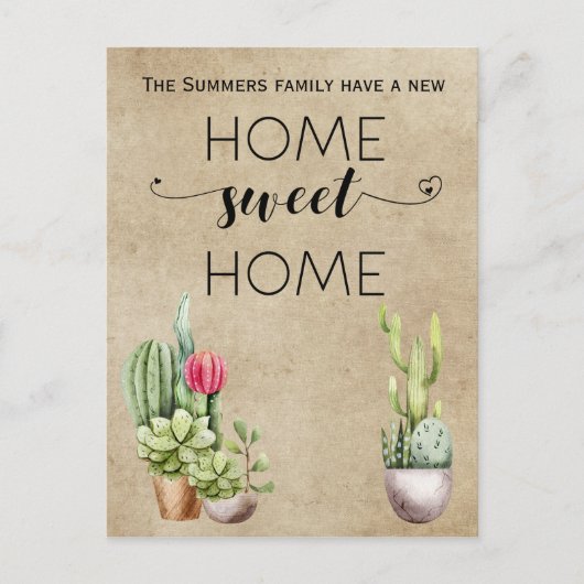 モーニングアナウンスメントアドレスホームスイートホームサボテン 案内ポストカード (正面)