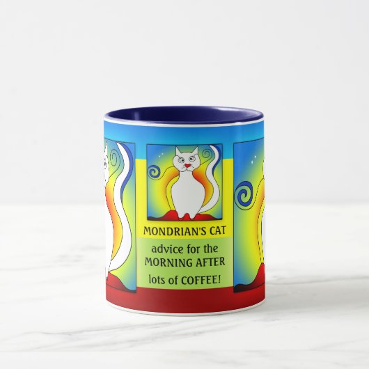 モーニングアフターモンドリアンおもしろいキャットマグ マグカップ (中央)