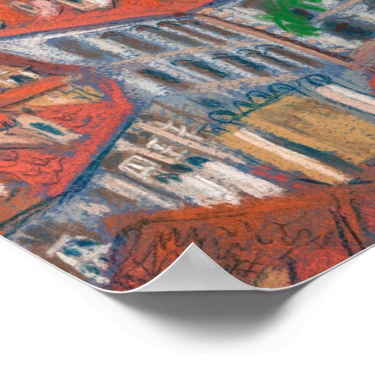 モーニングインプラハチェコシティスケープ絵画パステル ポスター (角)