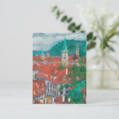 モーニングインプラハチェコシティスケープ絵画パステル ポストカード (スタンド正面)