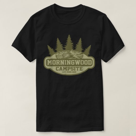 モーニングウッドキャンプ場メンズ、女性 Tシャツ (デザイン正面)