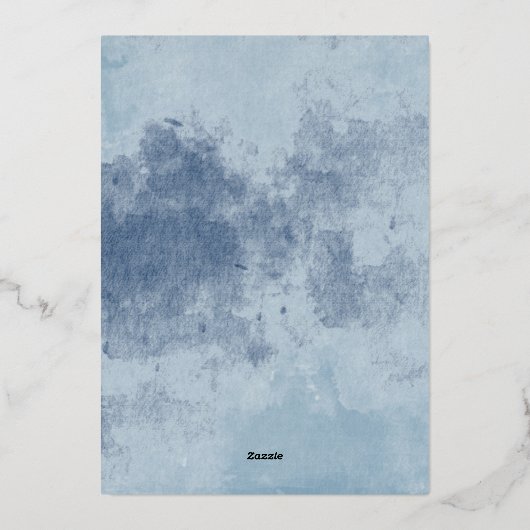 モーニングエレガントグロリズブルーフローラ60誕生日 箔招待状