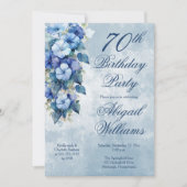 モーニングエレガントグロリズブルーフローラ70誕生日 招待状 (正面)