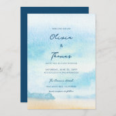 モーニングエレガント海ミストシーフロントビーチ結婚式 招待状 (正面/裏面)