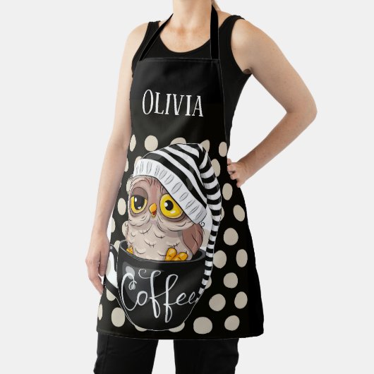 モーニングオウルブラックタン水玉模様カスタム エプロン (インサイチュ)