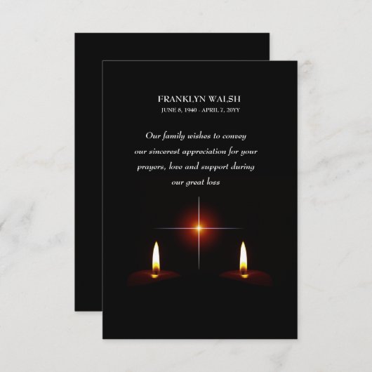 モーニングキャンドル悔やみや弔慰サンキューカード サンキューカード (正面/裏面)