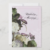 モーニンググローリーアジサイ結婚式ラベンダー招待 招待状 (裏面)