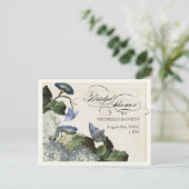 モーニンググローリーアジサイ – ブライダルシャワーポストカード インビテーションポストカード (スタンド正面)