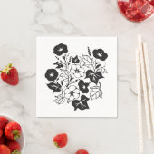 モーニンググローリーイラストレーションBW I スタンダードカクテルナプキン (インサイチュ)