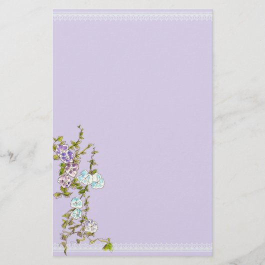 モーニンググローリーウォーターカラーフラワーズ薄紫 便箋 (正面)