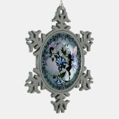 モーニンググローリーシャドーフェアリーとコズミックキャット スノーフレークピューターオーナメント (左)