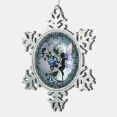 モーニンググローリーシャドーフェアリーとコズミックキャット スノーフレークピューターオーナメント (右)