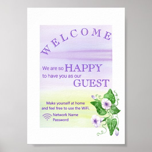 モーニンググローリーフラワーウェルカムゲストWifiパスワード ポスター (正面)