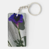 モーニンググローリーフラワー長方形キーチェーン キーホルダー (裏面)