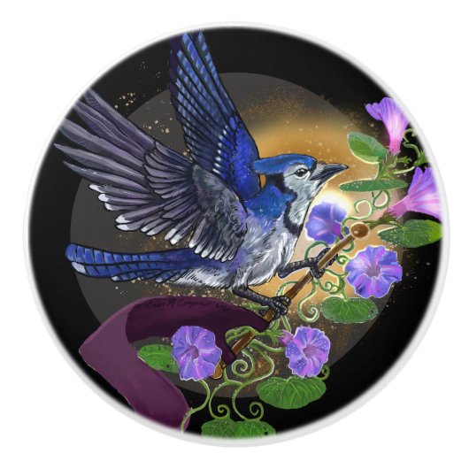 モーニンググローリーブルージェイ セラミックノブ (正面)