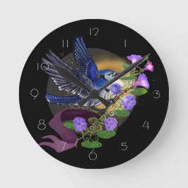 モーニンググローリーブルージェイ ラウンド壁時計