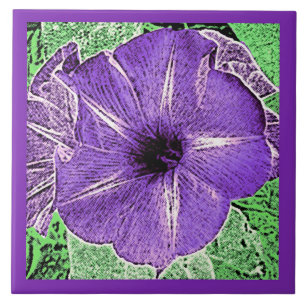 モーニンググローリーブロックプリント、アメジスト紫セラミック タイル