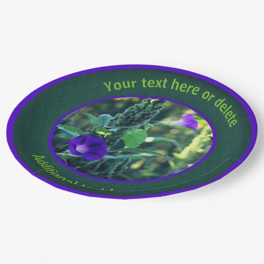 モーニンググローリーワイルドフラワーパーソナライズされたパーティー ペーパープレート (アングル)