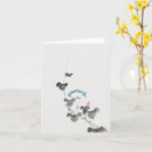 モーニンググローリー北斎日本のファインアート カード (黄色い花)