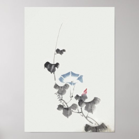 モーニンググローリー北斎日本のファインアート ポスター (正面)