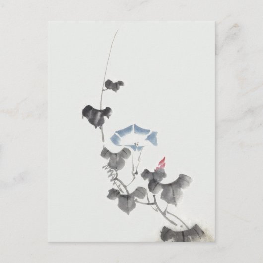 モーニンググローリー北斎日本のファインアート ポストカード (正面)