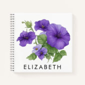 モーニンググローリー誕生月花カスタムの彼女のための花 ノートブック (正面)