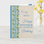 モーニンググローリー9月誕生日カードフォーシスター カード (黄色い花)
